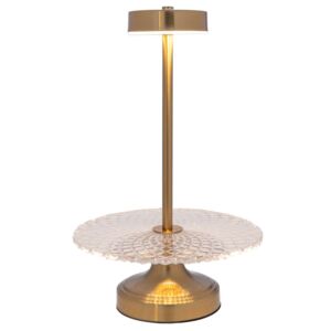 ΓΥΑΛΙΝΗ ΠΙΑΤΕΛΑ ΣΕ ΧΡΥΣΗ ΜΕΤΑΛΛΙΚΗ ΒΑΣΗ ΜΕ ΛΑΜΠΑ USB Φ25Χ40ΕΚ