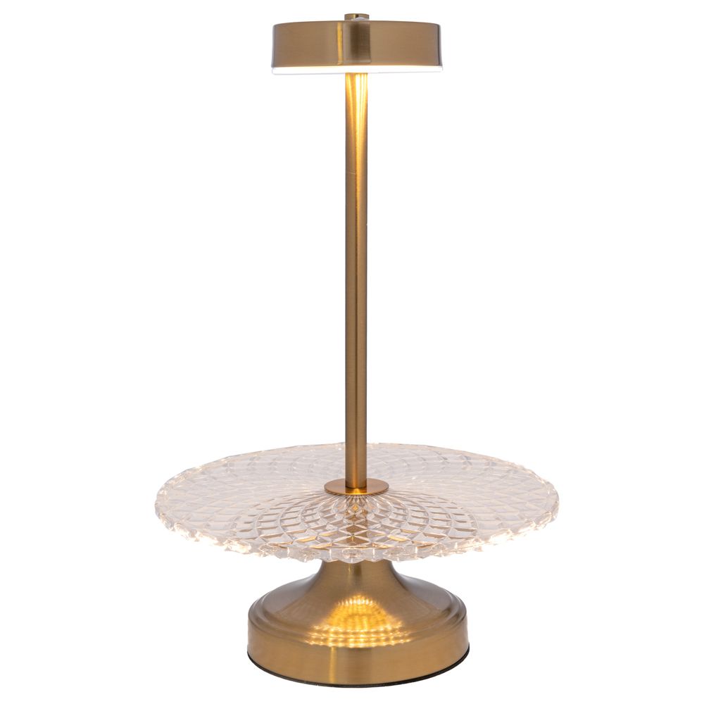 88504 ΓΥΑΛΙΝΗ ΠΙΑΤΕΛΑ ΣΕ ΧΡΥΣΗ ΜΕΤΑΛΛΙΚΗ ΒΑΣΗ ΜΕ ΛΑΜΠΑ USB Φ25Χ40ΕΚ