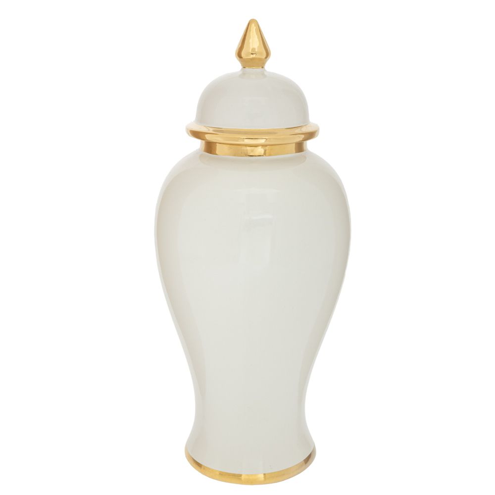 88530 ΛΕΥΚΟ ΚΕΡΑΜΙΚΟ ΒΑΖΟ ΜΕ ΚΑΠΑΚΙ ΚΑΙ ΧΡΥΣΟ ΓΕΙΣΟ Φ18Χ42ΕΚ