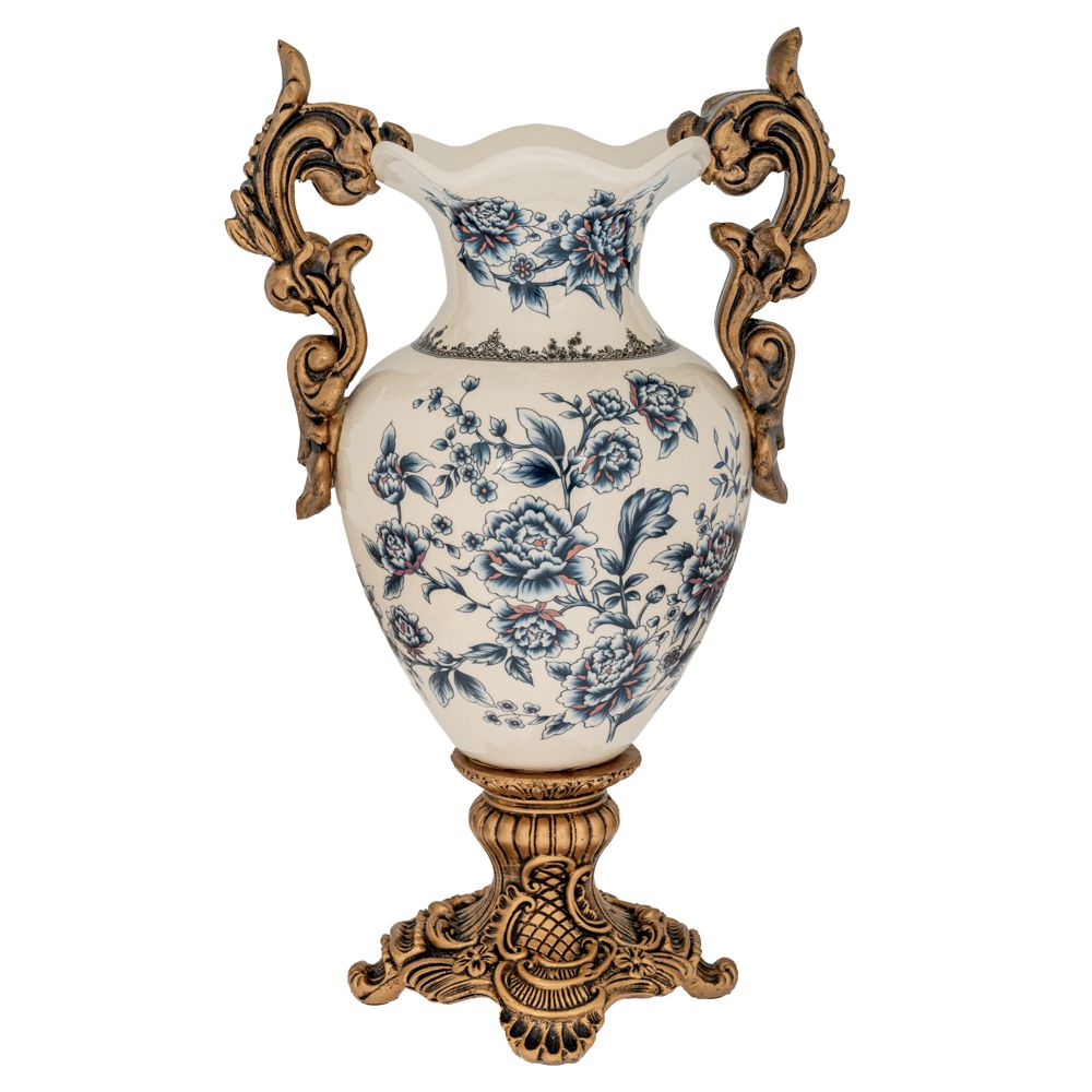 88556 ΔΙΑΚΟΣΜΗΤΙΚΟ ΦΛΟΡΑΛ ΠΟΛΥΡΕΖΙΝ ΒΑΖΟ ΜΕ ΧΡΥΣΑ ΧΕΡΟΥΛΙΑ 27Χ17Χ42ΕΚ