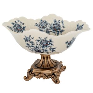 ΛΕΥΚΟ ΔΙΑΚΟΣΜΗΤΙΚΟ ΦΛΟΡΑΛ ΠΟΛΥΡΕΖΙΝ ΜΠΩΛ ΣΕ ΧΡΥΣΗ ΒΑΣΗ 32X22X20EK