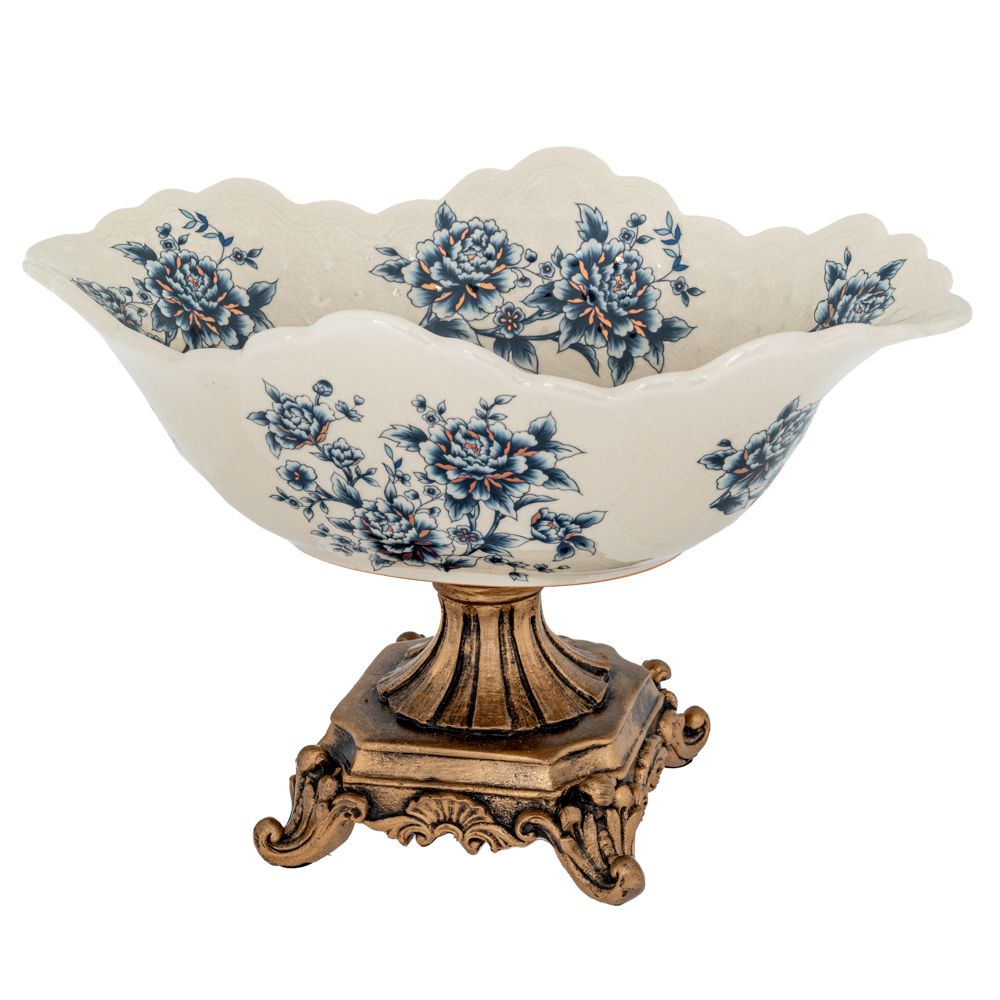 88558 ΛΕΥΚΟ ΔΙΑΚΟΣΜΗΤΙΚΟ ΦΛΟΡΑΛ ΠΟΛΥΡΕΖΙΝ ΜΠΩΛ ΣΕ ΧΡΥΣΗ ΒΑΣΗ 32X22X20EK