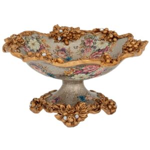 ΔΙΑΚΟΣΜΗΤΙΚΗ ΦΛΟΡΑΛ ΠΟΛΥΡΕΖΙΝ ΠΙΑΤΕΛΑ ΜΕ ΠΟΔΙ ΚΑΙ ΧΡΥΣΕΣ ΛΕΠΤΟΜΕΡΕΙΕΣ 30Χ30Χ18ΕΚ