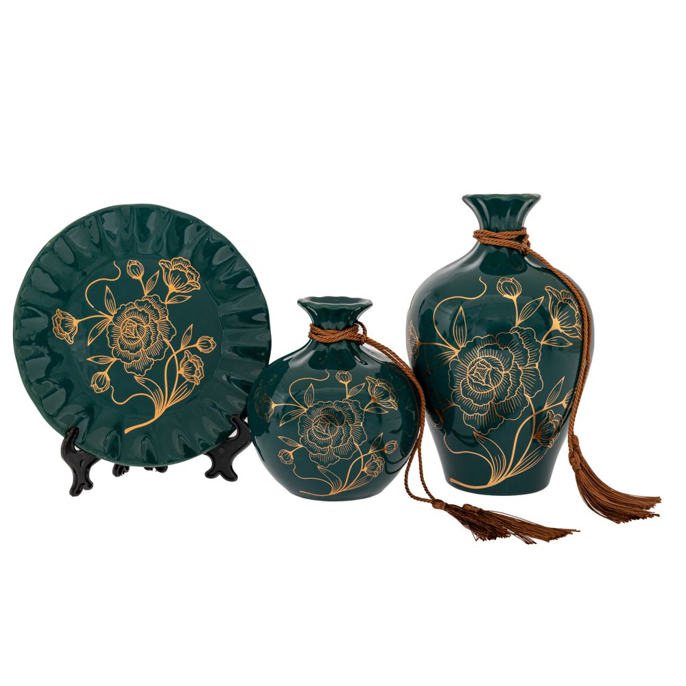 88568 ΣΕΤ 3 ΠΕΤΡΟΛ ΚΕΡΑΜΙΚΑ ΕΠΙΤΡΑΠΕΖΙΑ ΔΙΑΚΟΣΜΗΤΙΚΑ ΜΕ ΛΟΥΛΟΥΔΙΑ 14Χ14Χ22 13Χ13Χ15 20Χ20Χ2ΕΚ