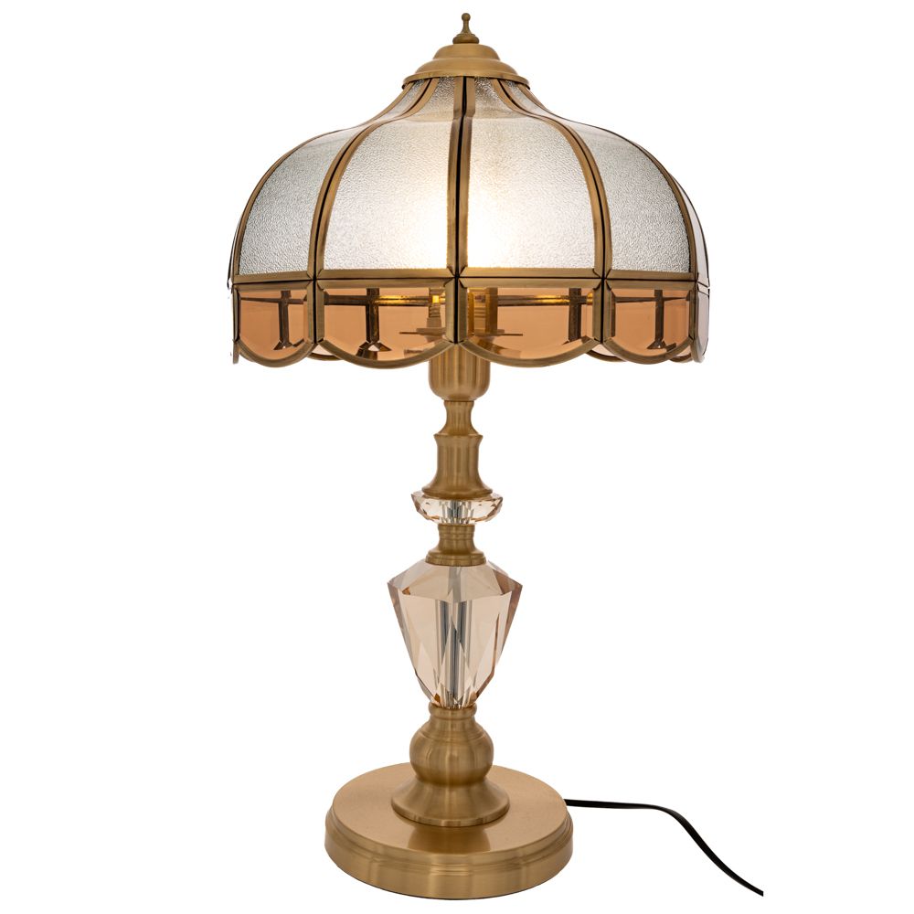 88577 ΕΠΙΤΡΑΠΕΖΙΟ ΛΑΜΠΑΤΕΡ Φ28Χ56ΕΚ ΜΕ ΓΥΑΛΙΝΟ ΚΑΠΕΛΟ ΣΕ ΧΡΥΣΗ ΜΕΤΑΛΛΙΚΗ ΒΑΣΗ