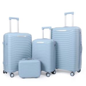 ΣΕΤ 4 ΓΚΡΙ ΜΠΛΕ ΒΑΛΙΤΣΑ ΜΕ 4ΡΟΔΕΣ 74Χ50Χ30 65Χ44Χ27 55Χ38Χ23 25Χ32Χ16ΕΚ