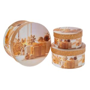 ΣΕΤ 3 ΧΡΥΣΟ ΣΤΡΟΓΓΥΛΟ ΧΑΡΤΙΝΟ ΚΟΥΤΙ ΜΕ ΧΡΙΣΤΟΥΓΕΝΝΙΑΤΙΚΟ ΣΧΕΔΙΟ Φ21Χ11