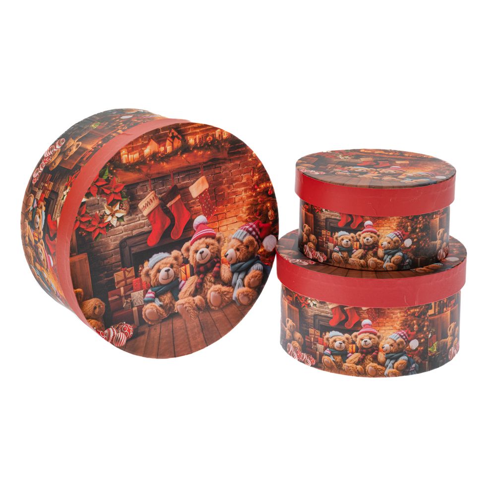 88838 ΣΕΤ 3 ΣΤΡΟΓΓΥΛΟ ΧΑΡΤΙΝΟ ΚΟΥΤΙ ΜΕ ΑΡΚΟΥΔΑΚΙ Φ21Χ11