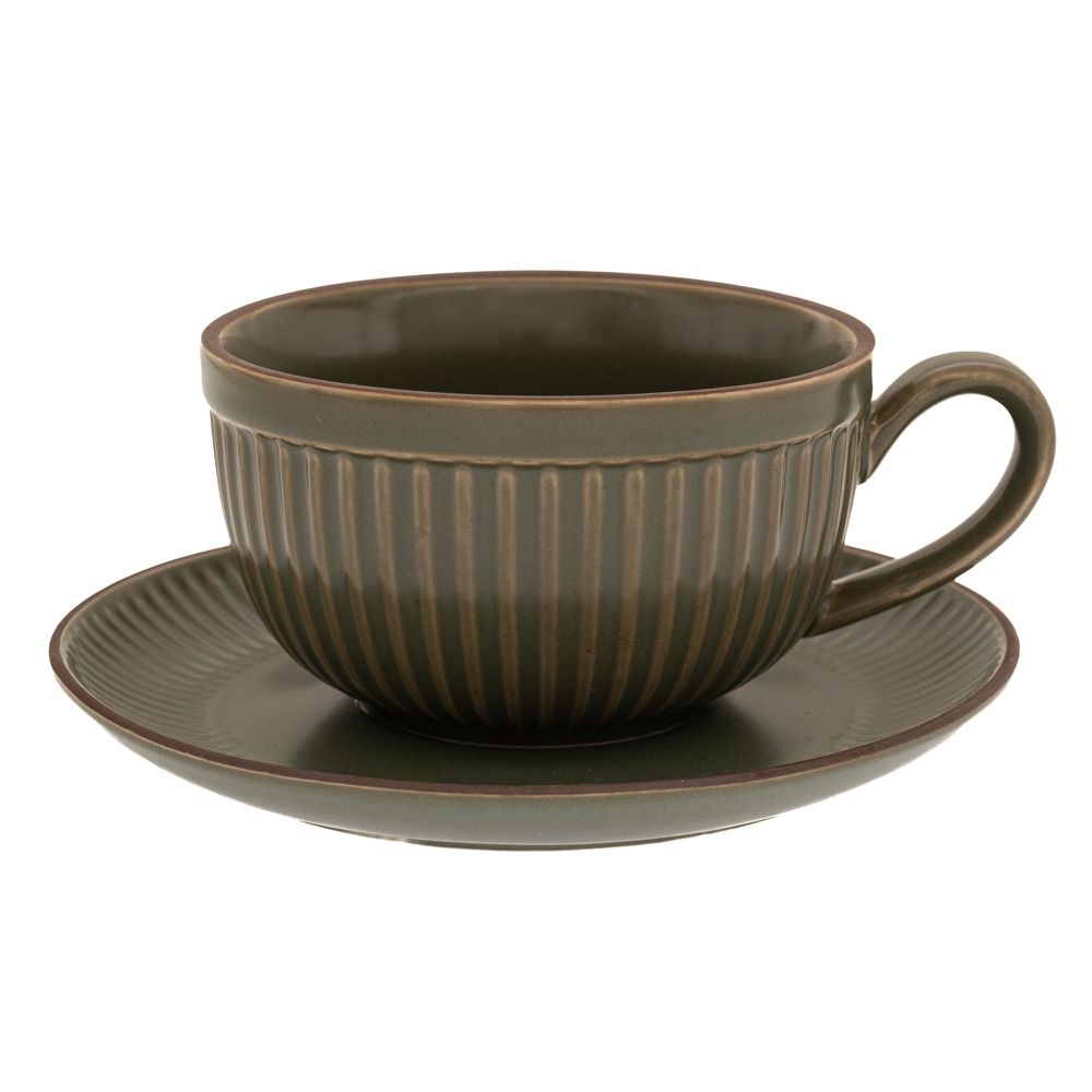 88874 ΠΡΑΣΙΝΟ ΚΕΡΑΜΙΚΟ ΦΛΥΤΖΑΝΙ ΜΕ ΑΝΑΓΛΥΦΕΣ ΡΙΓΕΣ ΚΑΙ ΠΙΑΤΑΚΙ 230ml