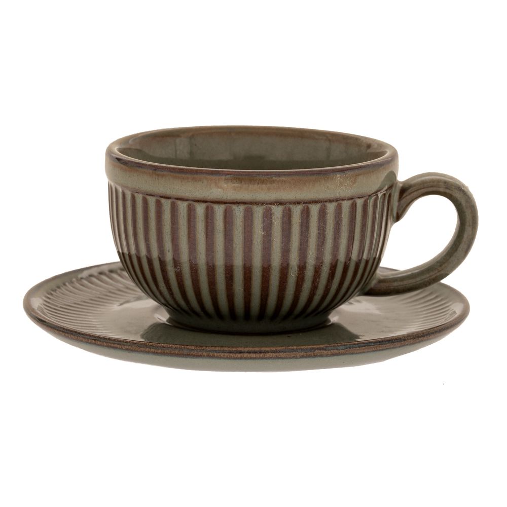 88882 ΣΕΤ 6 ΠΡΑΣΙΝΟ ΚΕΡΑΜΙΚΟ ΦΛΥΤΖΑΝΑΚΙ TOY ΚΑΦΕ ΜΕ ΠΙΑΤΑΚΙ 80ml