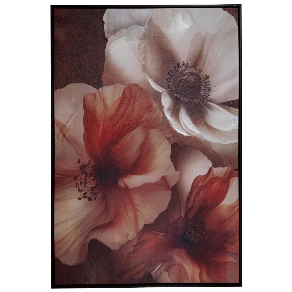 89154 CREAM FLOWERS ΠΙΝΑΚΑΣ 83Χ123ΕΚ ME WENGE ΚΟΡΝΙΖΑ ΣΕ ΤΥΠΩΜΕΝΟ ΚΑΜΒΑ