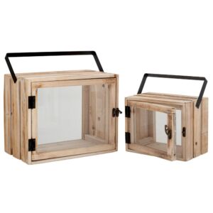 ΣΕΤ 2 ΦΑΝΑΡΙ ΞΥΛΙΝΟ ΟΡΘΟΓΩΝΙΟ ΜΕ ΜΑΥΡΟ ΧΕΡΟΥΛΙ 30Χ18Χ31  21Χ13