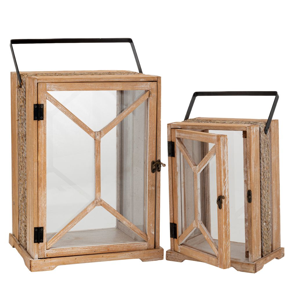 89285 ΣΕΤ 2 ΦΑΝΑΡΙ ΛΕΥΚΟ ΞΥΛΙΝΟ ΜΕ ΜΑΥΡΟ ΧΕΡΟΥΛΙ 30