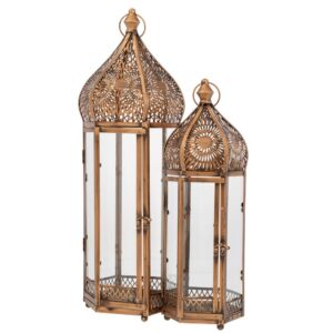 ΣΕΤ 2 ΧΡΥΣΟ VINTAGE ΜΕΤΑΛΛΙΚΟ ΦΑΝΑΡΙ 25