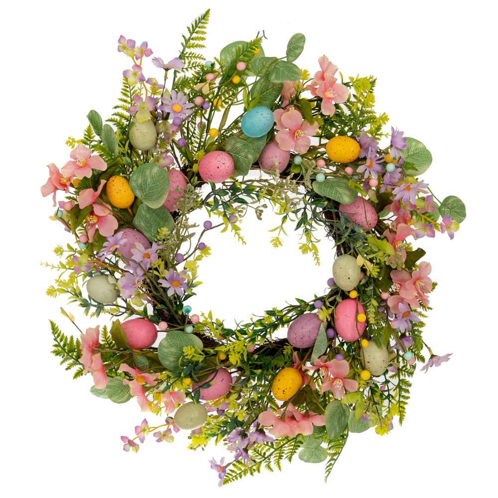 89773 ΣΤΕΦΑΝΙ ΜΕ ΡΟΖ ΛΟΥΛΟΥΔΙΑ ΚΑΙ ΧΡΩΜΑΤΙΣΤΑ ΑΥΓΑ Φ55ΕΚ Χ9ΕΚ