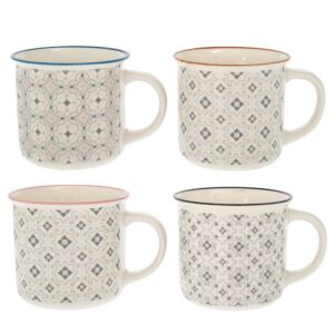 ΛΕΥΚΗ ΚΕΡΑΜΙΚΗ ΚΟΥΠΑ ΜΕ ΓΕΩΜΕΤΡΙΚΑ ΣΧΕΔΙΑ 400ML 4 ΣΧΕΔΙΑ