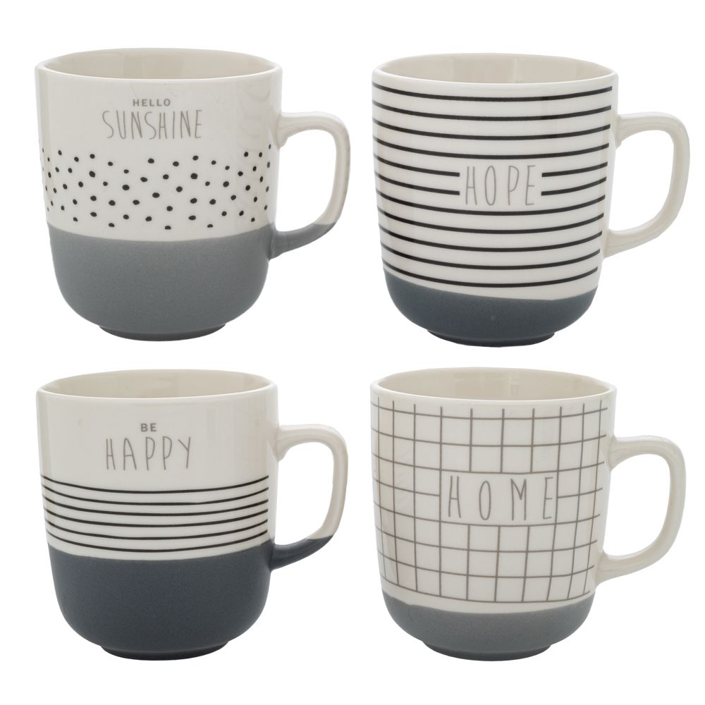 89966 ΑΣΠΡΟΜΑΥΡΗ ΚΕΡΑΜΙΚΗ ΚΟΥΠΑ 370ML 4 ΣΧΕΔΙΑ