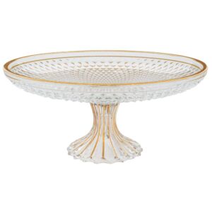 ΓΥΑΛΙΝΗ ΠΙΑΤΕΛΑ ΜΕ ΠΟΔΙ ΚΑΙ ΧΡΥΣΗ ΡΙΓΑ 30Χ13ΕΚ