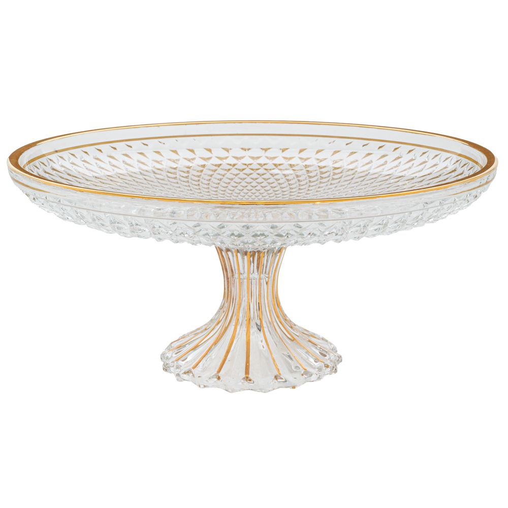 90141 ΓΥΑΛΙΝΗ ΠΙΑΤΕΛΑ ΜΕ ΠΟΔΙ ΚΑΙ ΧΡΥΣΗ ΡΙΓΑ 30Χ13ΕΚ