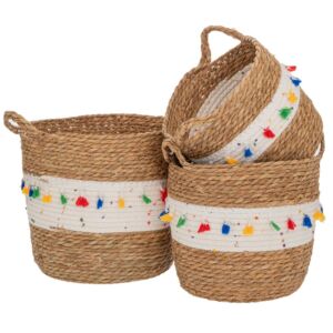 ΣΕΤ 3 ΚΑΛΑΘΙ RATTAN  ΜΕ ΚΡΟΣΙΑ 32Χ29 27Χ25 25Χ22ΕΚ