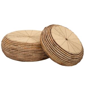 ΣΕΤ 2 ΣΧΟΙΝΕΝΙΟ ΤΡΑΠΕΖΙ-ΠΟΥΦ 62Χ62Χ20 49Χ49Χ19ΕΚ ΣΤΡΟΓΓΥΛΟ WICKER