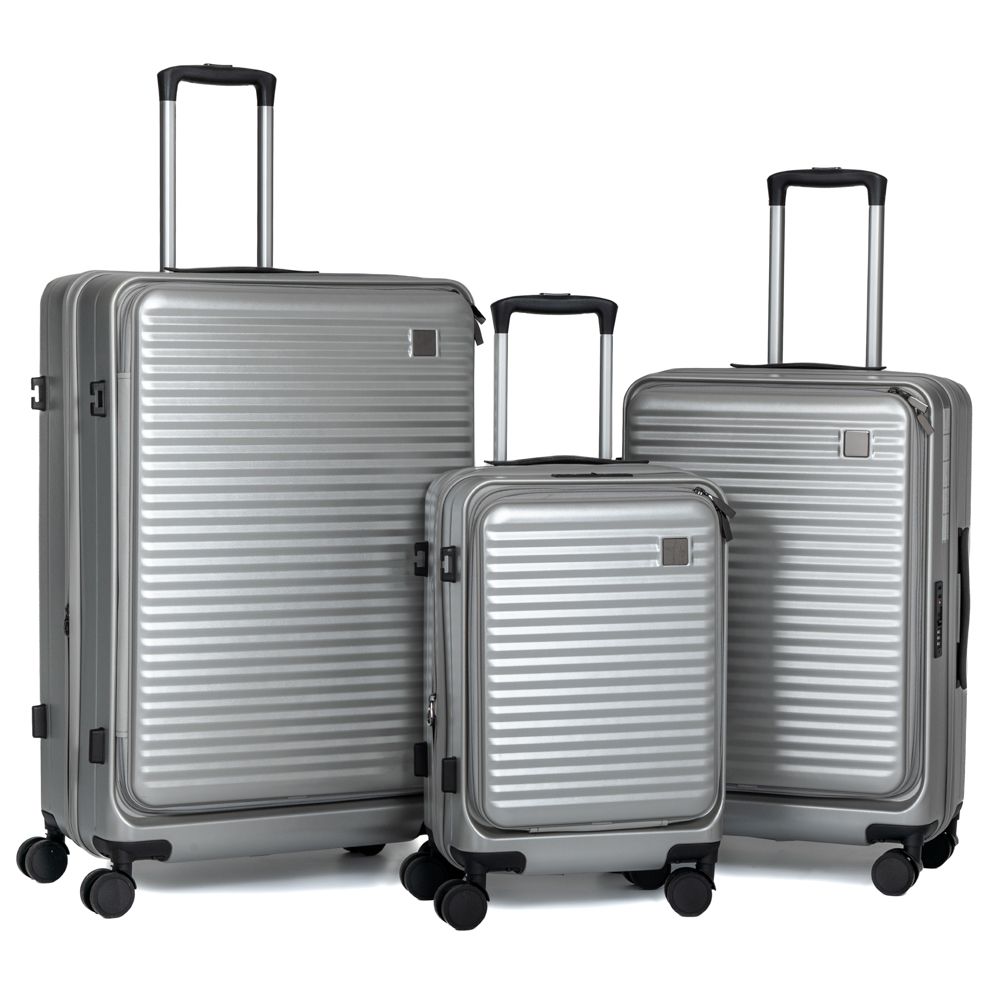 90253 ΣΕΤ 3 ΣΚΟΥΡΟ ΑΣΗΜΙ ΒΑΛΙΤΣΑ ΜΕ 4ΡΟΔΕΣ 50 61 71ΕΚ ΜΕ ΑΝΟΙΓΜΑ ΑΠΟ ΠΑΝΩ (PROMOTION)