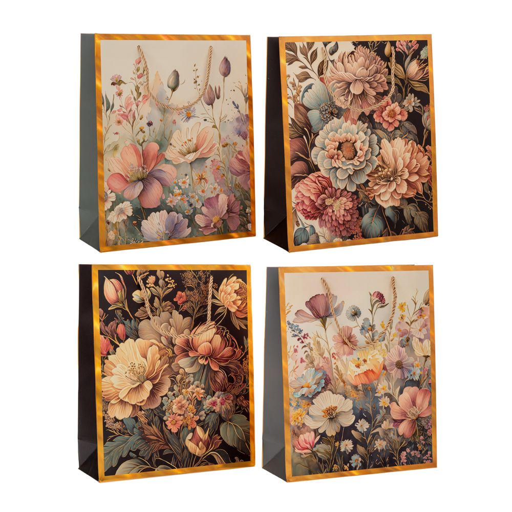 90266 ΧΑΡΤΙΝΗ ΣΑΚΟΥΛΑ ΜΕ ΛΟΥΛΟΥΔΙΑ 18Χ23Χ8ΕΚ 4 ΣΧΕΔΙΑ