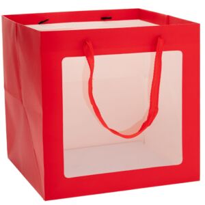 ΚΟΚΚΙΝΗ ΧΑΡΤΙΝΗ ΣΑΚΟΥΛΑ ΜΕ ΠΑΡΑΘΥΡΟ