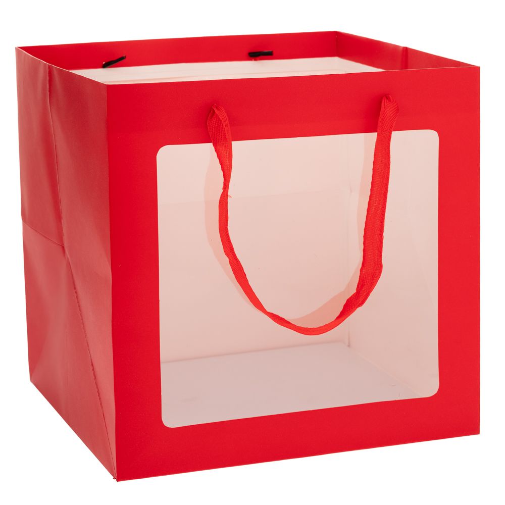 90282 ΚΟΚΚΙΝΗ ΧΑΡΤΙΝΗ ΣΑΚΟΥΛΑ ΜΕ ΠΑΡΑΘΥΡΟ