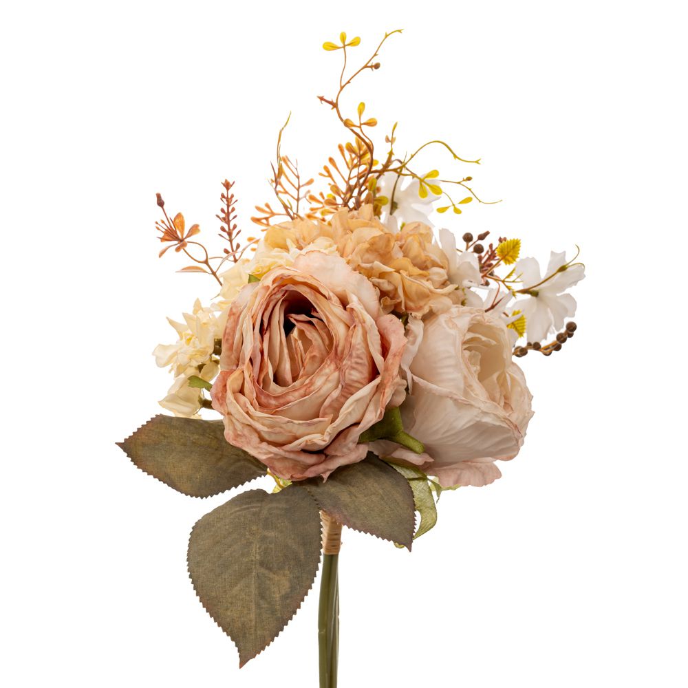 90473 ΚΡΕΜ ΡΟΖ ΜΠΟΥΚΕΤΟ ΤΡΙΑΝΤΑΦΥΛΛΟ ΜΕ ΨΙΛΟΛΟΥΛΟΥΔΟ Χ33ΕΚ.