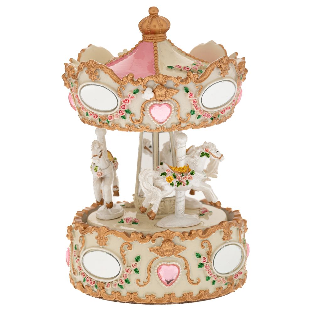 90505 ΛΕΥΚΟ ΧΡΥΣΟ ΠΕΡΙΣΤΡΕΦΟΜΕΝΟ ΚΟΥΡΔΙΣΤΟ ΚΑΡΟΥΖΕΛ ΜΕ 3 ΑΛΟΓΑΚΙΑ ΚΑΙ ΜΟΥΣΙΚΗ 11