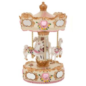 ΛΕΥΚΟ  ΧΡΥΣΟ ΠΕΡΙΣΤΡΕΦΟΜΕΝΟ ΚΟΥΡΔΙΣΤΟ ΚΑΡΟΥΖΕΛ ΜΕ 3 ΑΛΟΓΑΚΙΑ ΚΑΙ ΜΟΥΣΙΚΗ 14Χ14Χ25ΕΚ