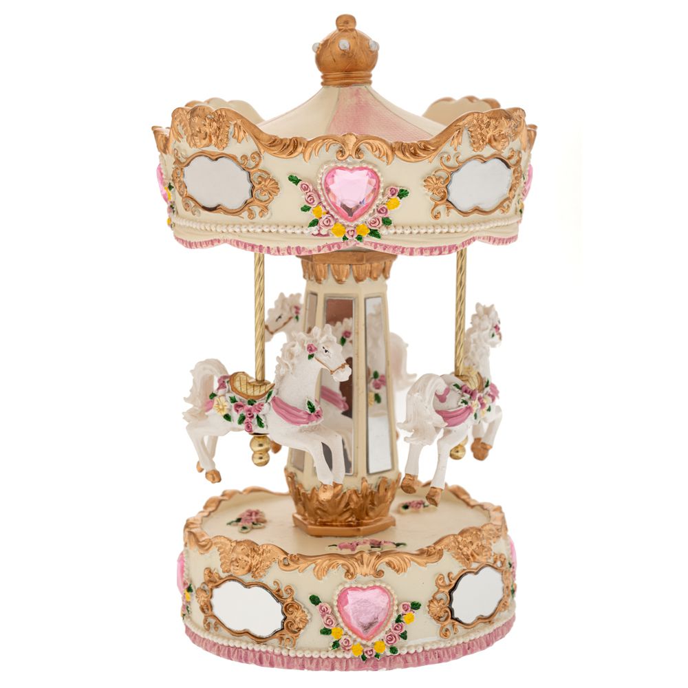 90506 ΛΕΥΚΟ ΧΡΥΣΟ ΠΕΡΙΣΤΡΕΦΟΜΕΝΟ ΚΟΥΡΔΙΣΤΟ ΚΑΡΟΥΖΕΛ ΜΕ 3 ΑΛΟΓΑΚΙΑ ΚΑΙ ΜΟΥΣΙΚΗ 14Χ14Χ25ΕΚ