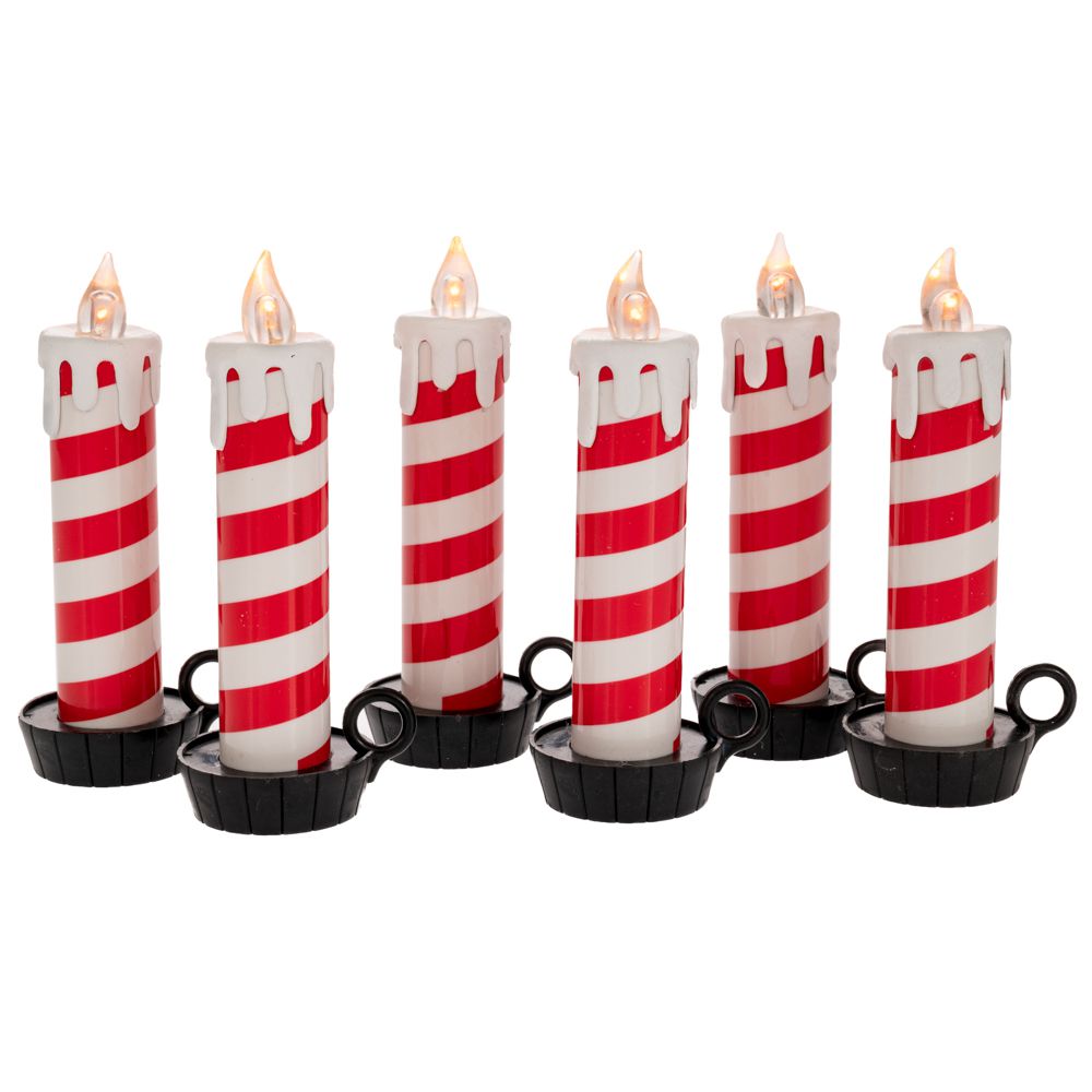 90730 ΣΕΤ 6 ΚΟΚΚΙΝΟ ΛΕΥΚΟ CANDY ΚΕΡΙ LED ΜΠΑΤΑΡΙΑΣ 7X5X15EK