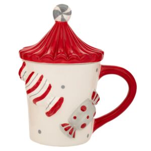 ΛΕΥΚΗ ΚΟΚΚΙΝΗ ΚΕΡΑΜΙΚΗ ΚΟΥΠΑ ΜΕ ΖΑΧΑΡΩΤΑ ΚΑΙ ΚΑΠΑΚΙ 14Χ10