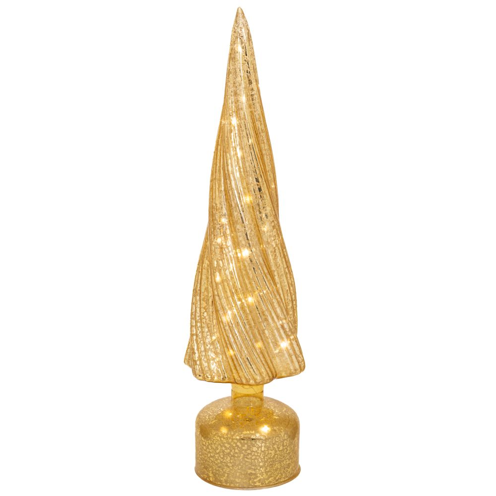 90901 ΧΡΥΣΟ ΓΥΑΛΙΝΟ ΔΕΝΤΡΟ ΜΕ LED ΦΩΣ 10Χ10Χ39