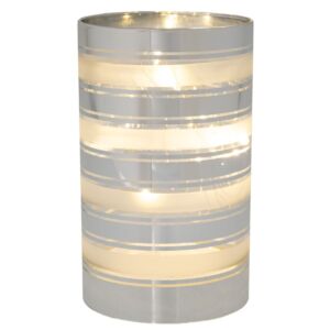 ΑΣΗΜΙ ΓΥΑΛΙΝΟΣ ΔΙΑΚΟΣΜΗΤΙΚΟΣ ΚΥΛΙΝΔΡΟΣ ΜΕ ΛΕΥΚΕΣ ΡΙΓΕΣ AND LED ΦΩΣ Φ9Χ15ΕΚ ΜΠΑΤΑΡΙΑΣ