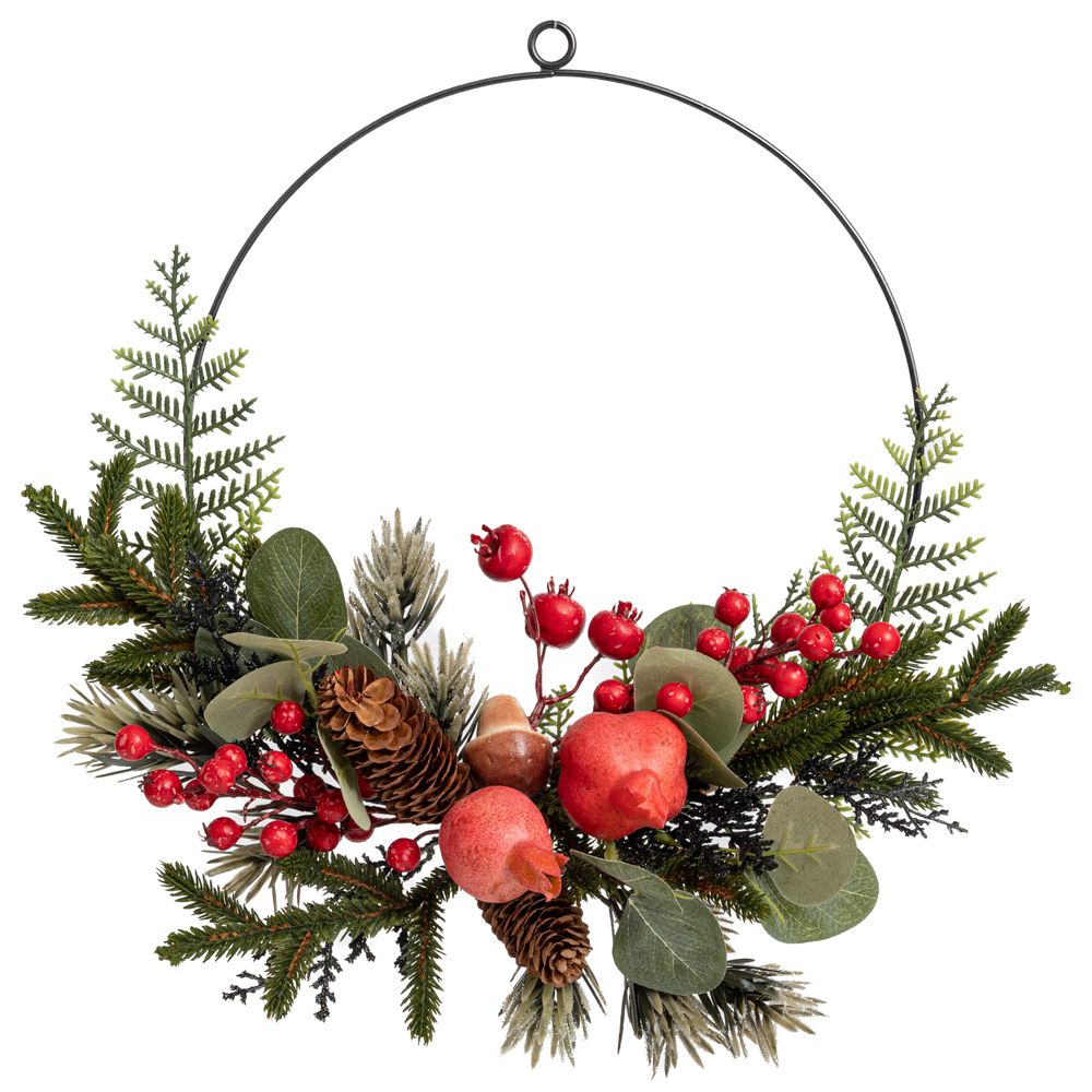 91020 ΠΡΑΣΙΝΟ ΣΤΕΦΑΝΙ ΜΕ ΡΟΔΙ ΜΑΝΙΤΑΡΙΑ ΜΟΥΡΑ ΚΑΙ ΚΟΥΚΟΥΝΑΡΙ Φ30ΕΚ