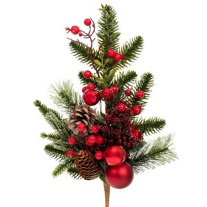 ΠΡΑΣΙΝΟ ΚΛΑΔΙ ΜΕ ΚΟΚΚΙΝΑ BERRIES ΚΟΚΚΙΝΕΣ ΜΠΑΛΛΕΣ ΚΑΙ  ΠΑΓΩΜΕΝΟ ΚΟΥΚΟΥΝΑΡΙ 50ΕΚ