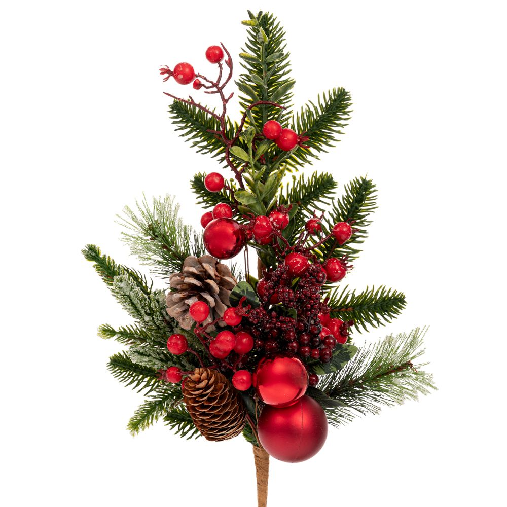 91028 ΠΡΑΣΙΝΟ ΚΛΑΔΙ ΜΕ ΚΟΚΚΙΝΑ BERRIES ΚΟΚΚΙΝΕΣ ΜΠΑΛΛΕΣ ΚΑΙ ΠΑΓΩΜΕΝΟ ΚΟΥΚΟΥΝΑΡΙ 50ΕΚ