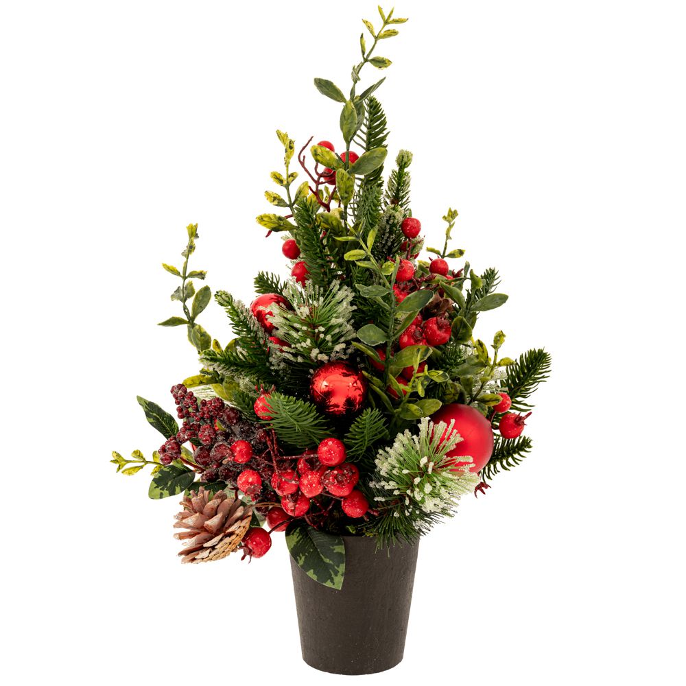 91031 ΠΡΑΣΙΝΟ ΔΕΝΤΡΟ ΜΕ ΚΟΚΚΙΝΑ BERRIES ΚΟΚΚΙΝΕΣ ΜΠΑΛΛΕΣ ΚΑΙ ΠΑΓΩΜΕΝΟ ΚΟΥΚΟΥΝΑΡΙ ΣΕ ΠΛΑΣΤΙΚΗ ΓΛΑΣΤΡΑ 4