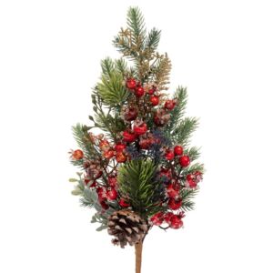 ΠΑΓΩΜΕΝΟ ΠΡΑΣΙΝΟ ΚΛΑΔΙ ΜΕ ΚΟΚΚΙΝΑ BERRIES ΚΑΙ  ΚΟΥΚΟΥΝΑΡΙΑ 50ΕΚ