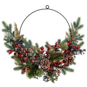 ΠΑΓΩΜΕΝΟΠΡΑΣΙΝΟ ΣΤΕΦΑΝΙ  ΜΕ ΚΟΚΚΙΝΑ BERRIES ΚΑΙ  ΚΟΥΚΟΥΝΑΡΙΑ 30ΕΚ