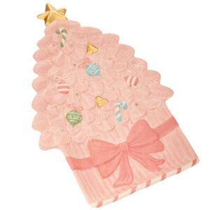 ΡΟΖ ΚΕΡΑΜΙΚΗ ΠΙΑΤΕΛΑ ΣΕ ΣΧΗΜΑ ΧΡΙΣΤΟΥΓΕΝΝΙΑΤΙΚΟ ΔΕΝΤΡΟ ΜΕ ΧΡΥΣΟ ΑΣΤΕΡΙ 37Χ23Χ4ΕΚ