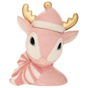 ΡΟΖ ΚΕΡΑΜΙΚΗ ΜΠΙΣΚΟΤΙΕΡΑ ΣΕ ΣΧΗΜΑ ΚΕΦΑΛΙ ΕΛΑΦΙΟΥ ΜΕ ΧΡΥΣΑ ΚΕΡΑΤΑ 20Χ14