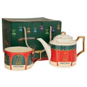 ΣΕΤ 2 ΠΡΑΣΙΝΗ ΚΟΚΚΙΝΗ ΚΕΡΑΜΙΚΗ ΤΣΑΓΙΕΡΑ ΜΕ ΚΟΥΠΑ AND ΠΙΑΤΑΚΙ