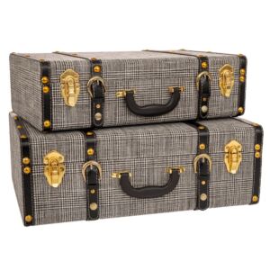 ΣΕΤ 2 ΑΣΠΡΟΜΑΥΡΕΣ ΚΑΡΟ ΒΑΛΙΤΣΕΣ ΜΕ ΧΡΥΣΕΣ ΛΕΠΤΟΜΕΡΕΙΕΣ 50Χ17Χ34ΕΚ 46Χ14Χ28ΕΚ