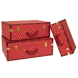 ΣΕΤ 3 ΚΟΚΚΙΝΕΣ ΚΑΡΟ ΒΑΛΙΤΣΕΣ ΜΕ ΧΡΥΣΕΣ ΛΕΠΤΟΜΕΡΕΙΕΣ 53Χ38Χ20ΕΚ 48Χ32Χ17ΕΚ 38Χ25Χ14ΕΚ