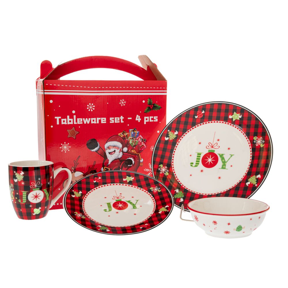 91888 ΣΕΤ 4 ΚΕΡΑΜΙΚΟ ΣΕΡΒΙΤΣΙΟ ΜΕ ΚΟΚΚΙΝΟ ΜΑΥΡΟ ΚΑΡΩ