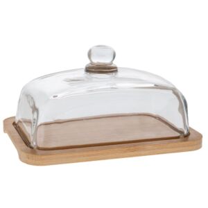 BAMBOO ΔΙΣΚΟΣ ΣΕΡΒΙΡΙΣΜΑΤΟΣ ΜΕ ΓΥΑΛΙΝΟ ΚΑΠΑΚΙ 18Χ13Χ10ΕΚ